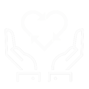 icon of hands cupping a recycling heart signifying environmental friendliness